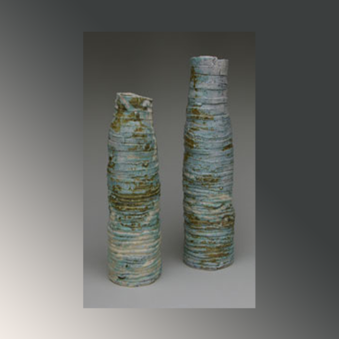 GRMC-Decorative-V-Two-Sister-Vases Pair of Sculpture Vases - White stoneware - hand built - low fire